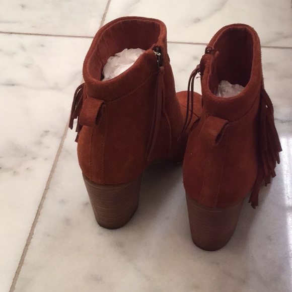 Toms Boots Booties Brown Cognac Suede Fringe 8 - Picture 5 of 7